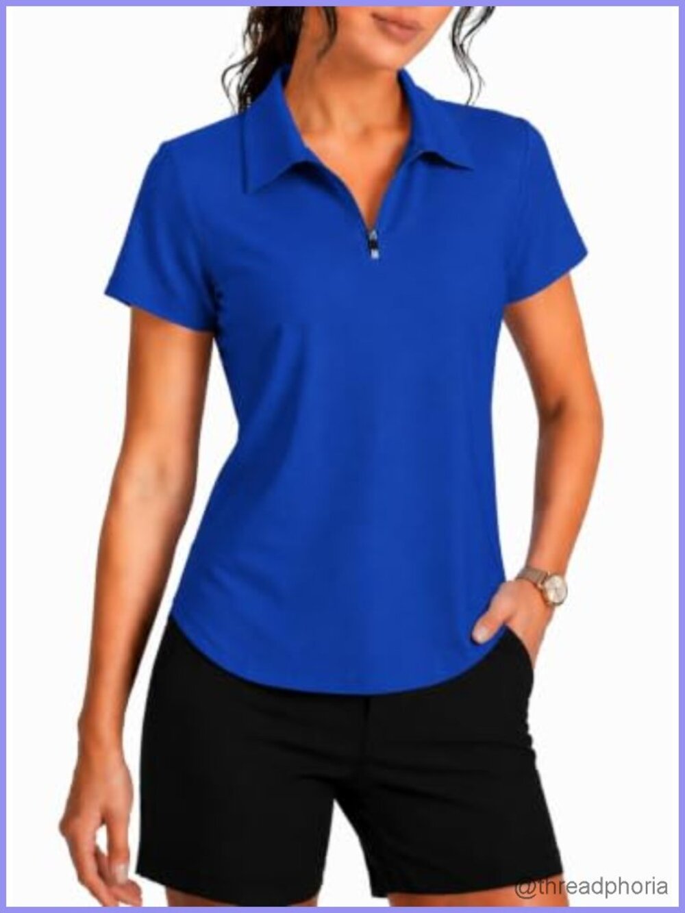 Women's Golf Polo Shirt Short Sleeve UPF 50+ 1/4 Zip Collar Active Top